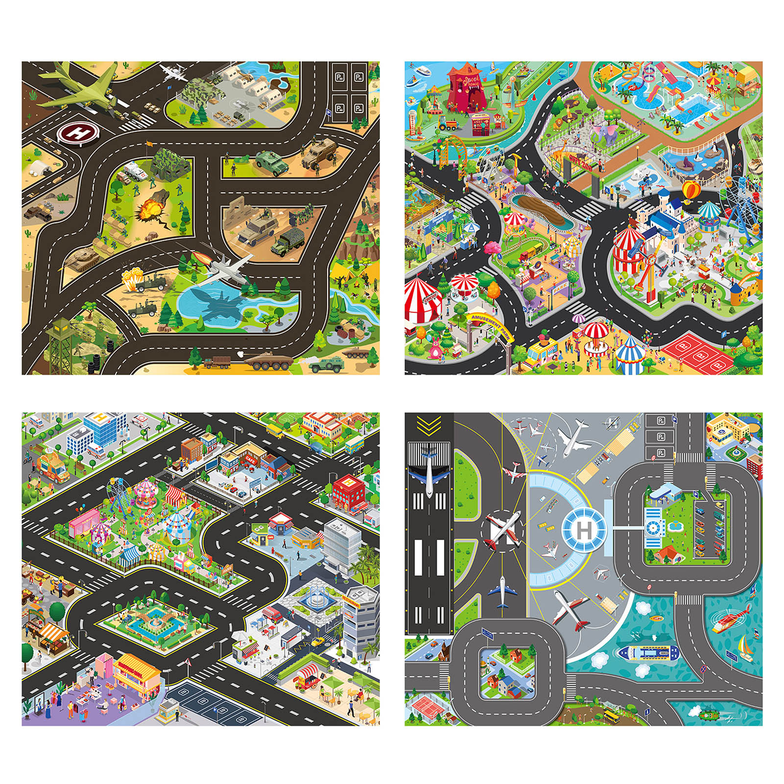 LEGO Xtra 853840 Tappetino Da Gioco La Strada - 2 Tappeti Double Face + Connettori Per Espandere La Tua Città LEGO